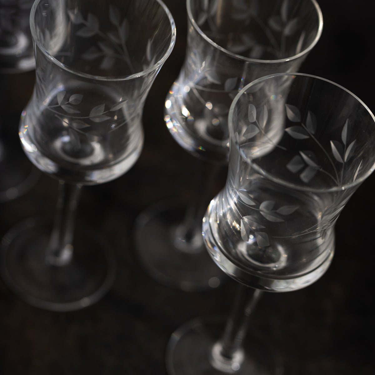 Engraved Aperitif Glass Set of 4 - elsie green - the french kitchen