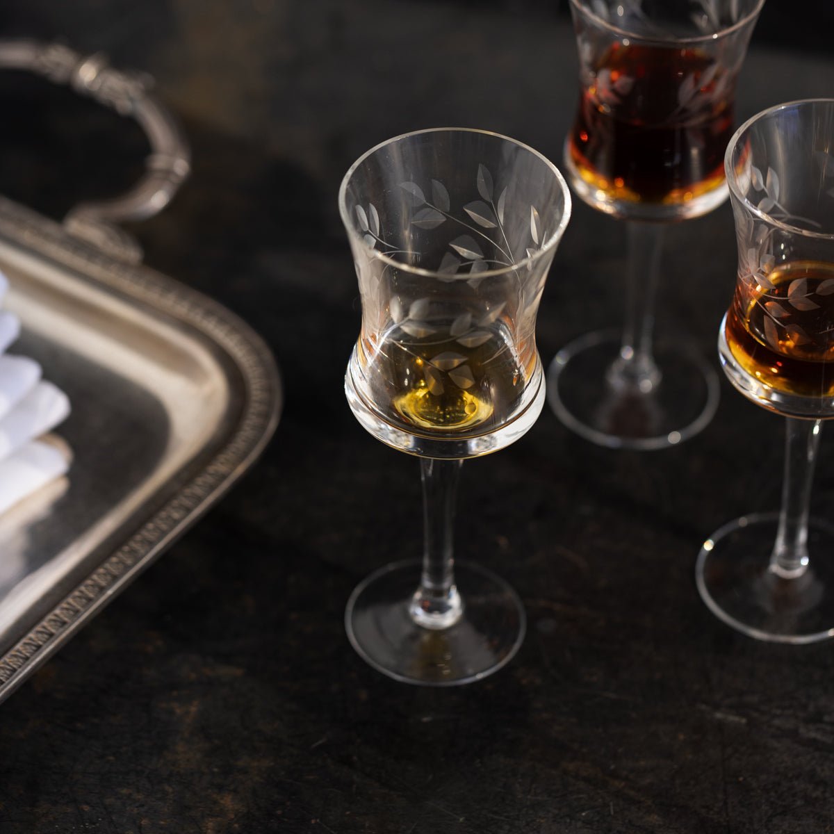 Engraved Aperitif Glass Set of 4 - elsie green - the french kitchen