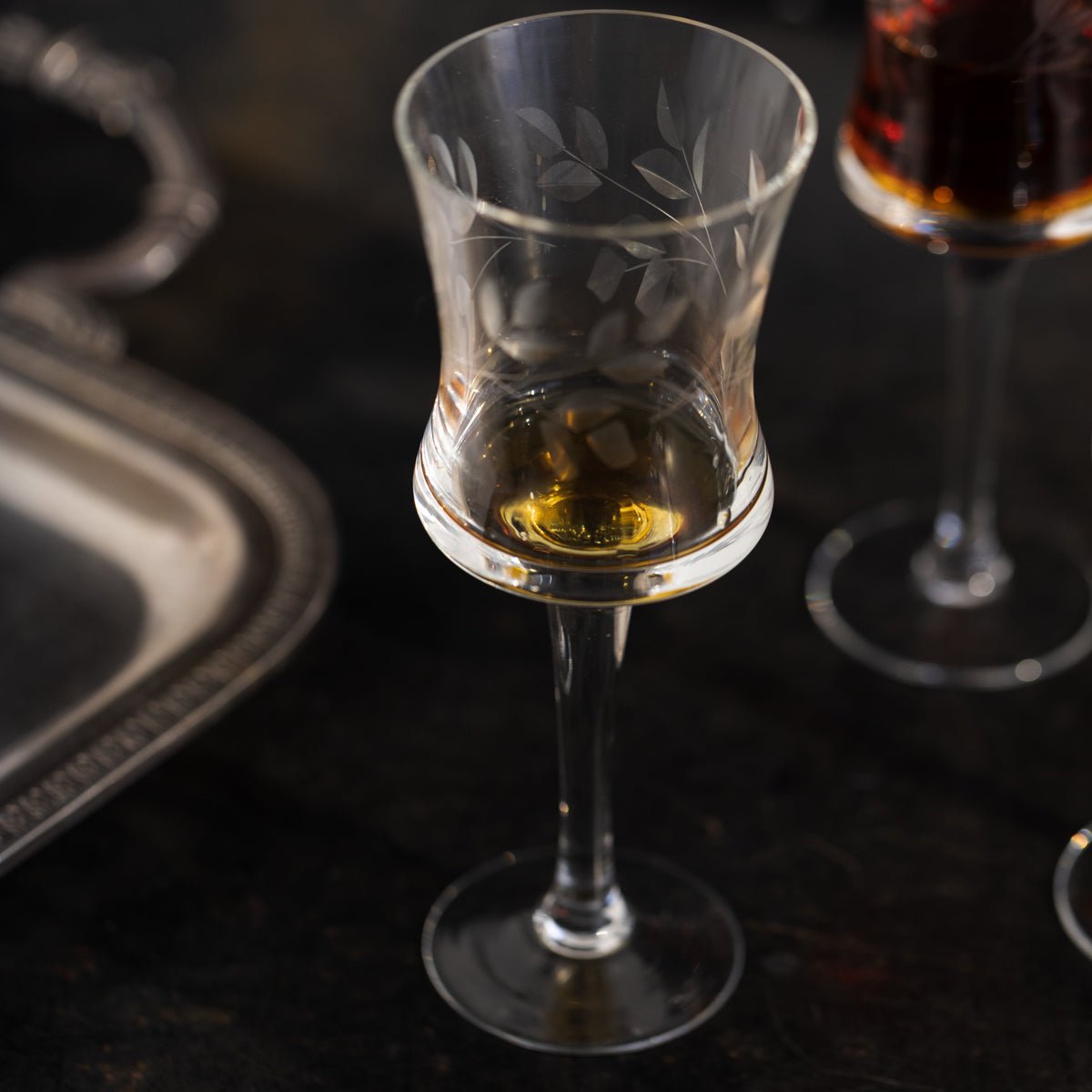 Engraved Aperitif Glass Set of 4 - elsie green - the french kitchen