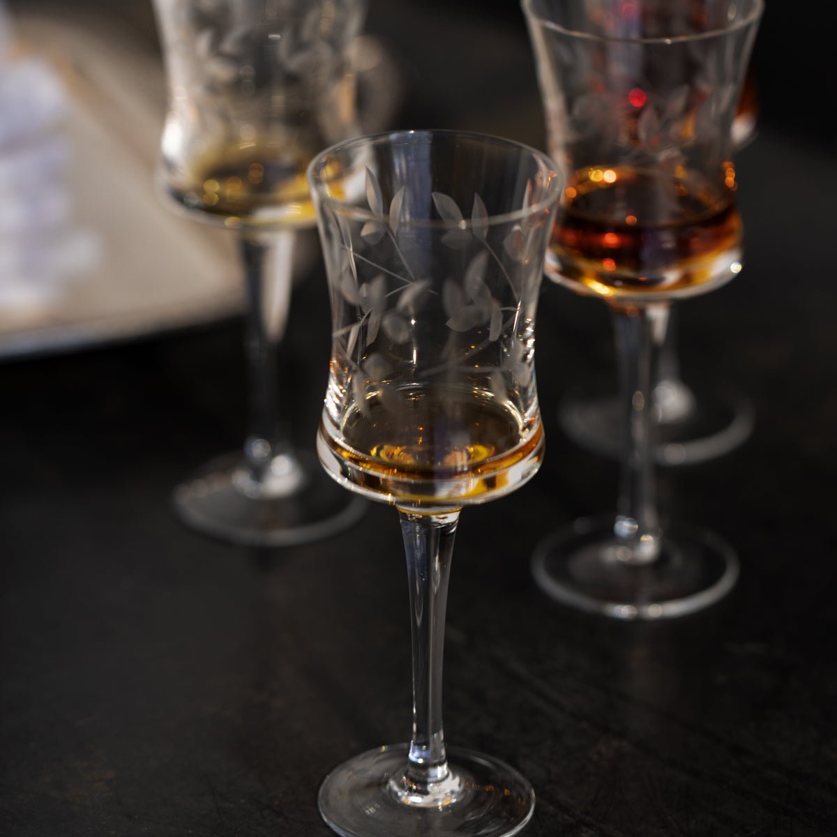Engraved Aperitif Glass Set of 4 - elsie green - the french kitchen