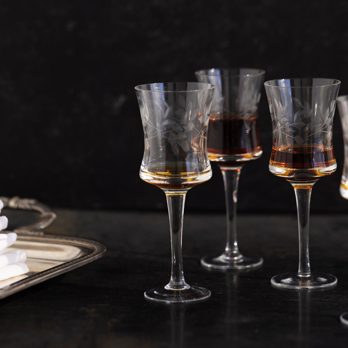 Engraved Aperitif Glass Set of 4 - elsie green - the french kitchen