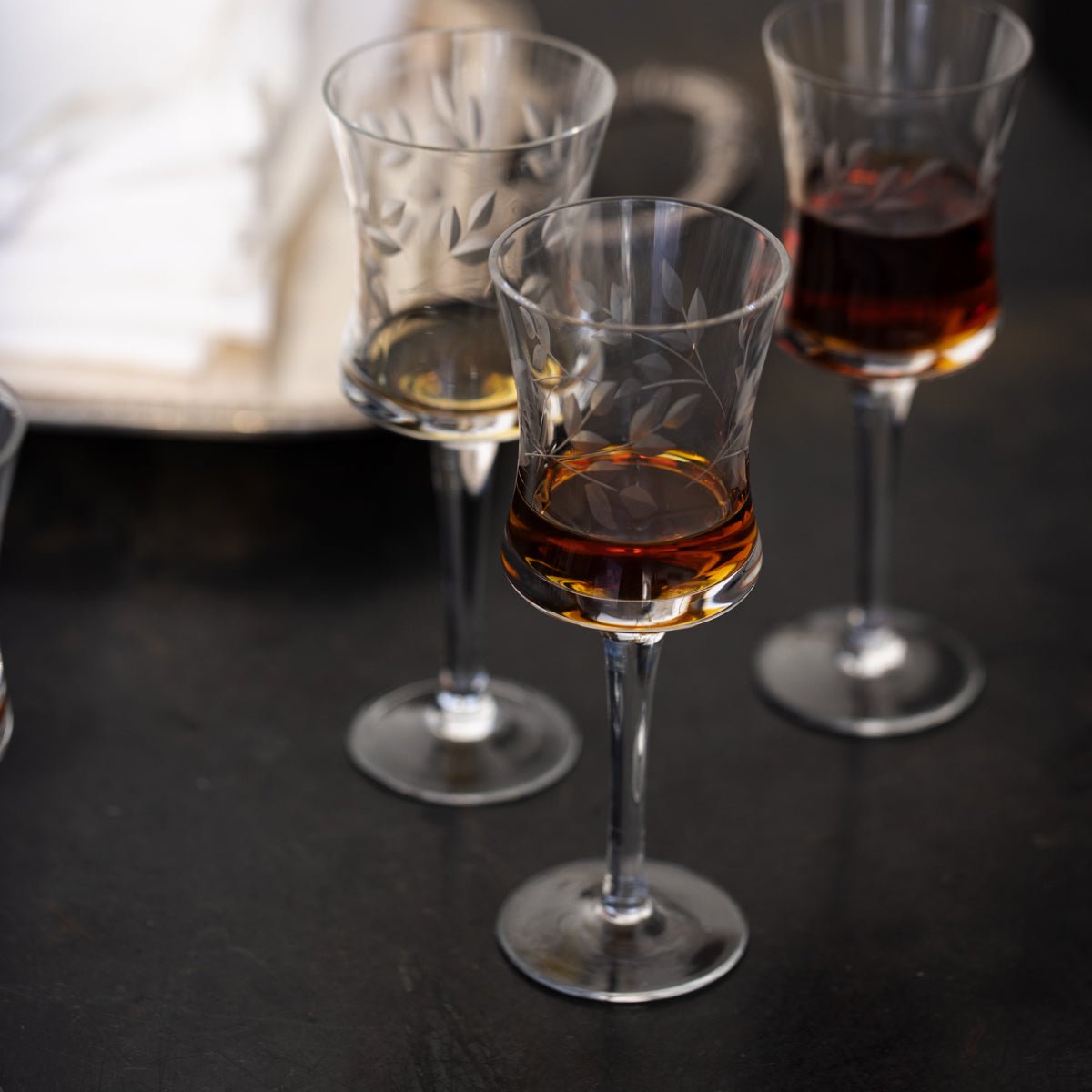 Engraved Aperitif Glass Set of 4 - elsie green - the french kitchen
