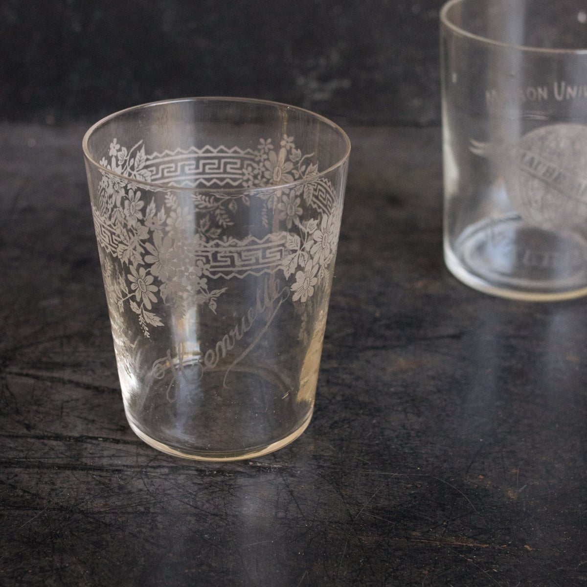 Engraved Blown Glass Tumbler - elsie green - The French Kitchen