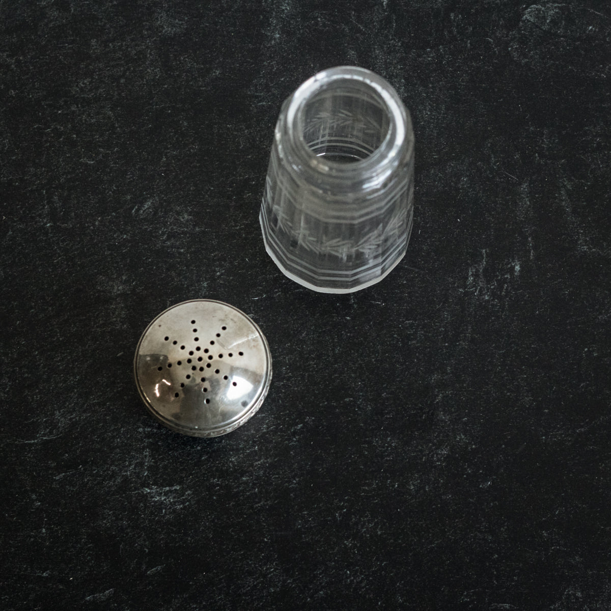 Engraved Crystal and Silver Sugar Shaker - elsie green - the french kitchen