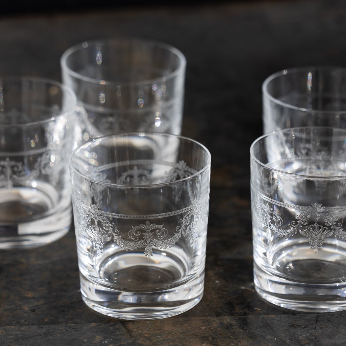 Etched Bar Glass Set of 12 - elsie green - the french kitchen