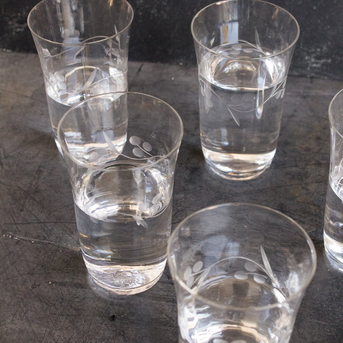 Etched Blown Glass Tumbler Set Of 6 - elsie green - The French Kitchen
