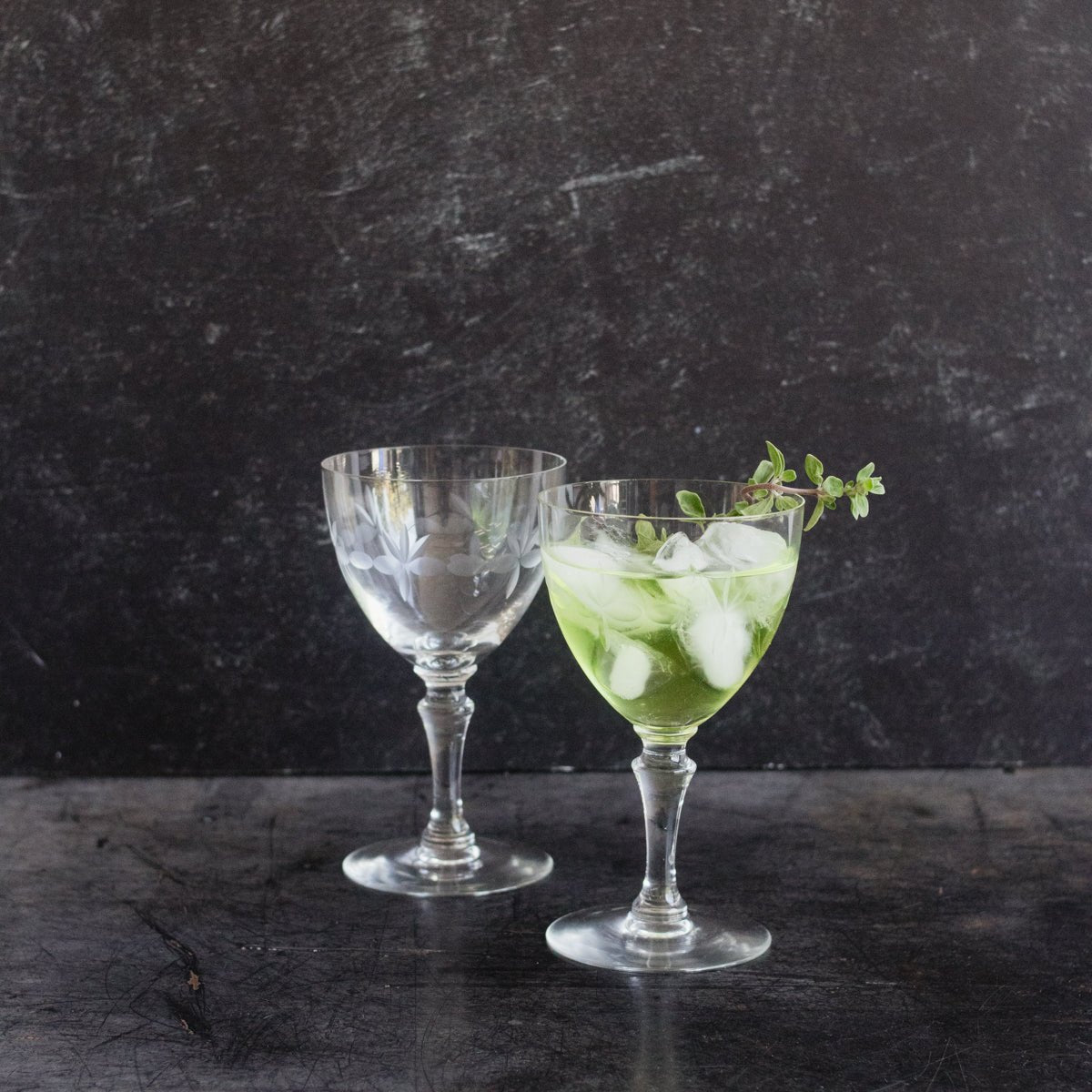 Etched Crystal Wine Glass Set of 8 - elsie green - the french kitchen