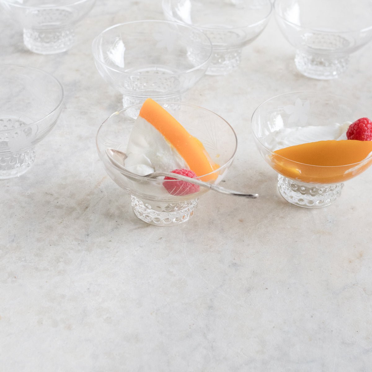 Etched Dessert Coupes - Set Of 9 - elsie green - The French Kitchen