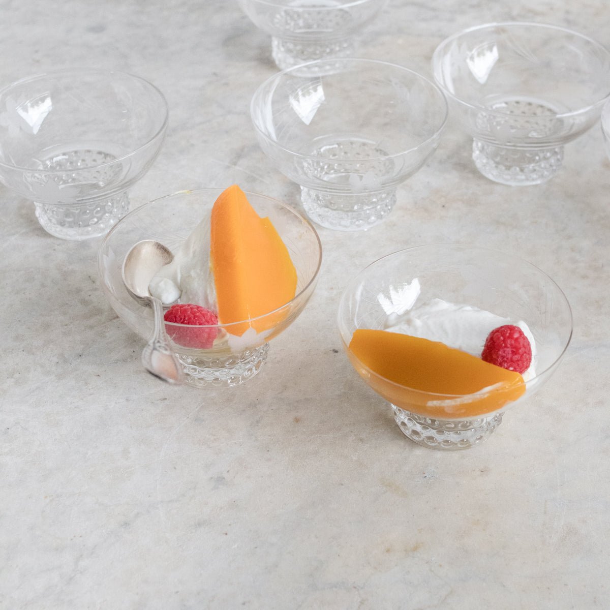 Etched Dessert Coupes - Set Of 9 - elsie green - The French Kitchen