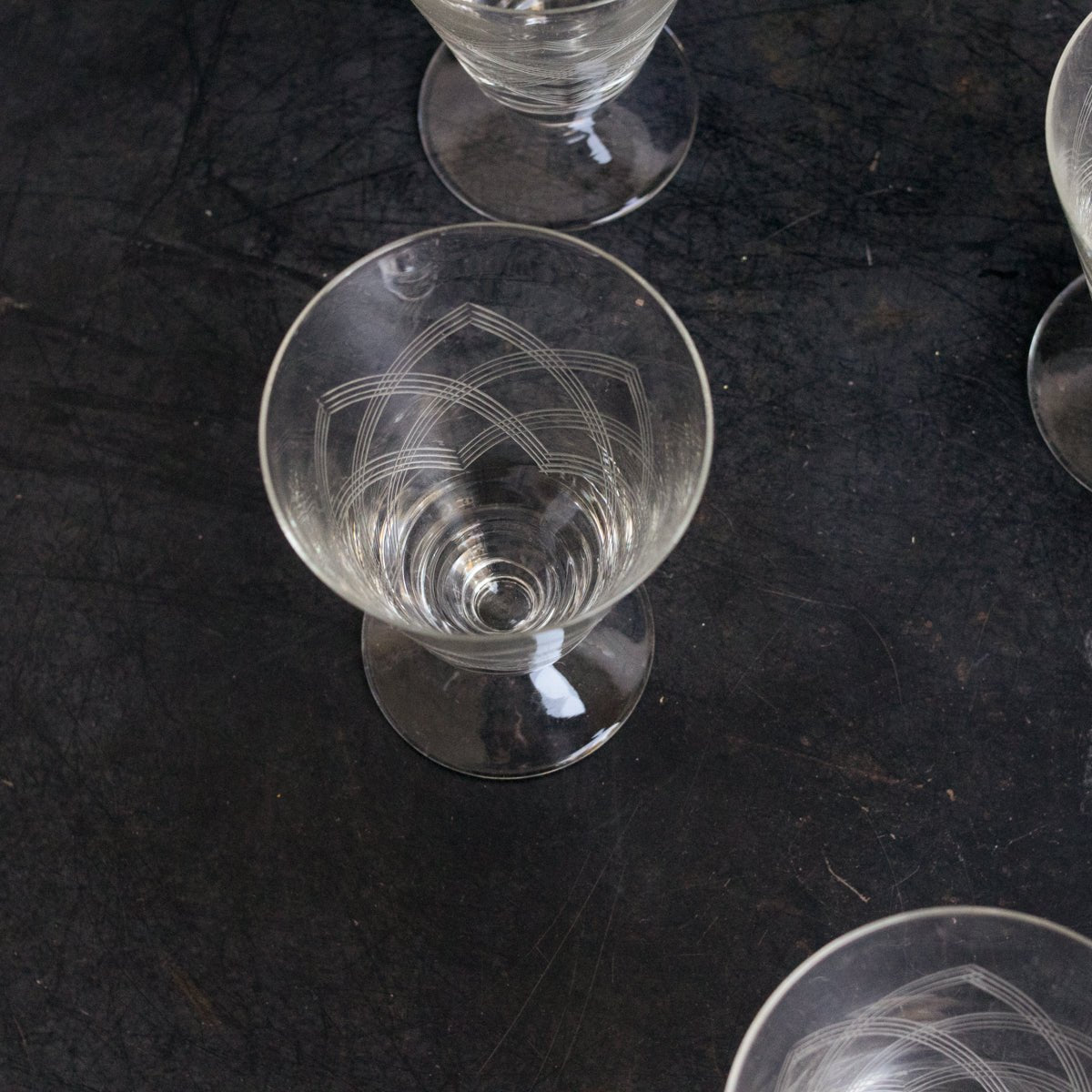 Etched Mid - Century Cocktail Glass Set Of 11 - elsie green - The French Kitchen