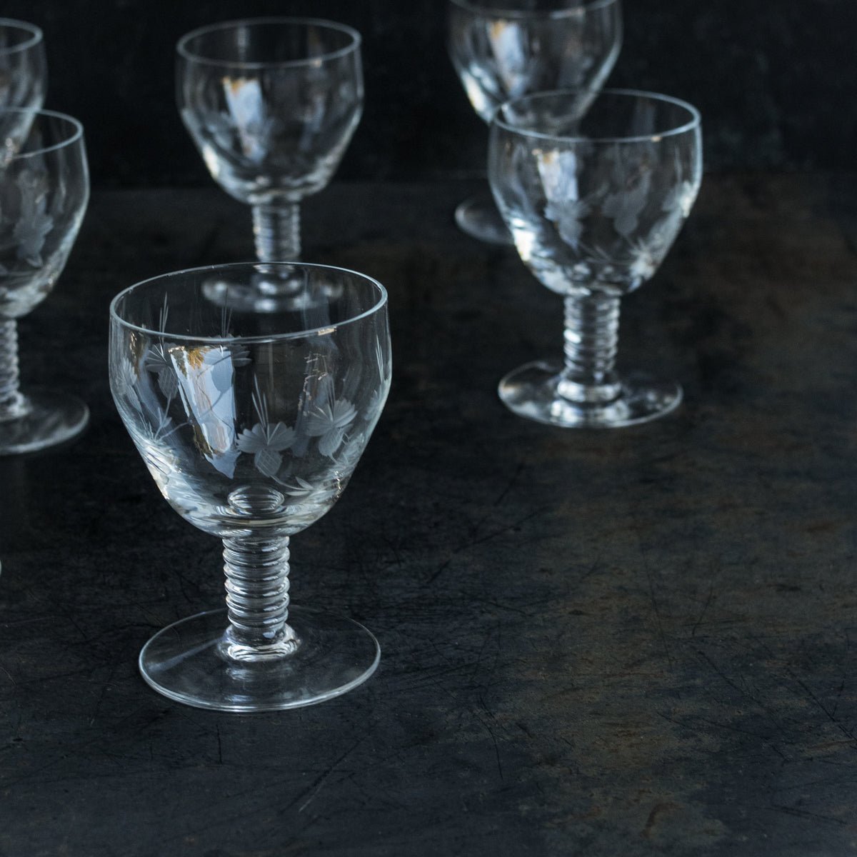 Etched Strawberry Petite Glass Set Of 9 - elsie green - The French Kitchen