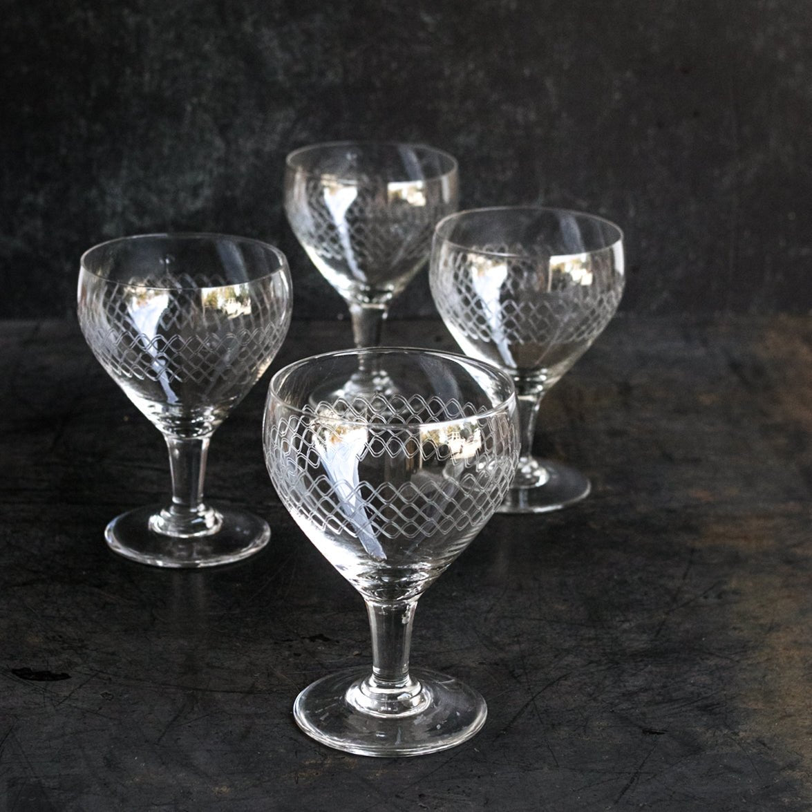 Etched Wine Glass Set Of 4 - elsie green - The French Kitchen