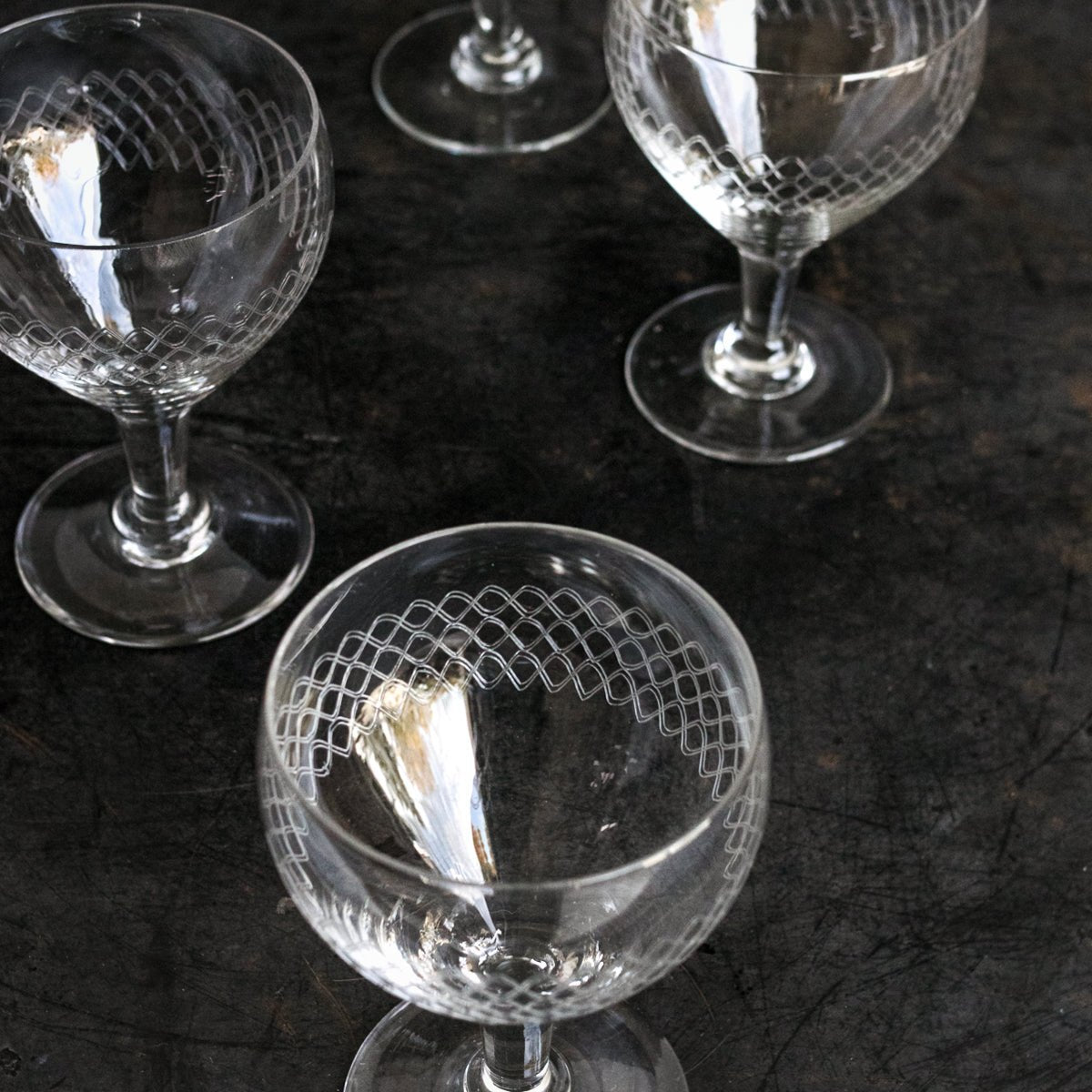 Etched Wine Glass Set Of 4 - elsie green - The French Kitchen