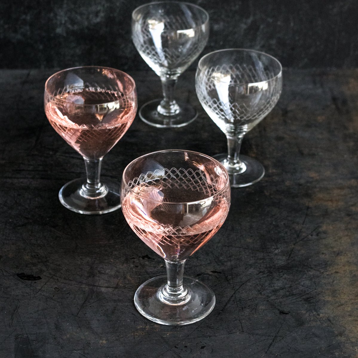 Etched Wine Glass Set Of 4 - elsie green - The French Kitchen