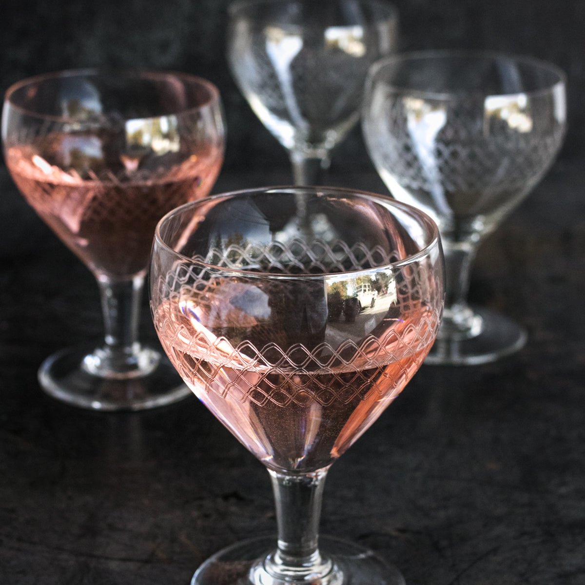 Etched Wine Glass Set Of 4 - elsie green - The French Kitchen