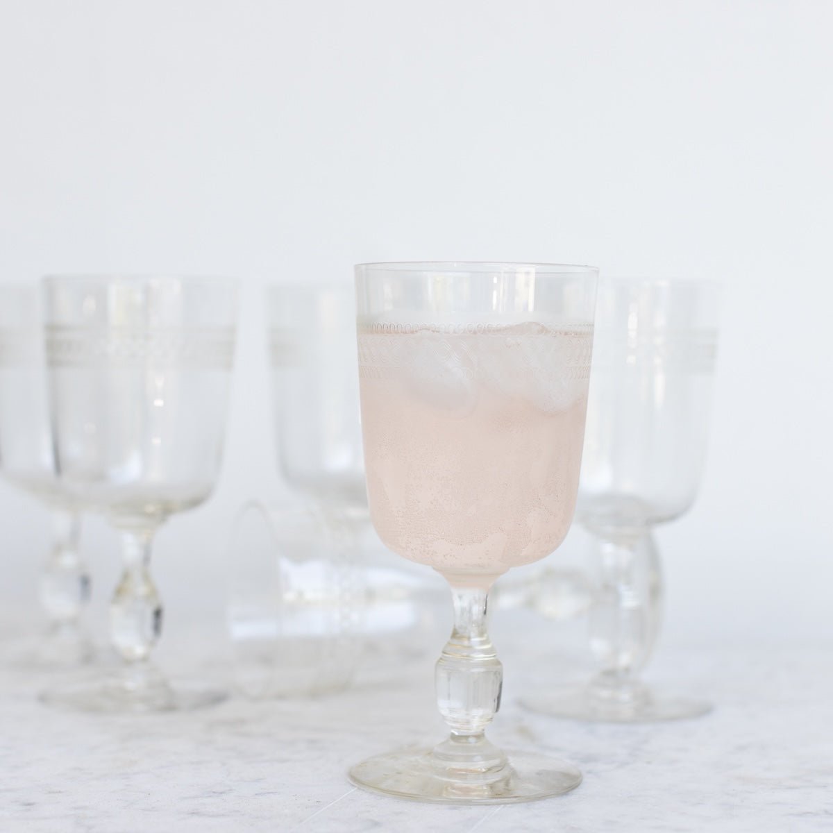 Etched Wine Glass Set of 6 - elsie green - the french kitchen