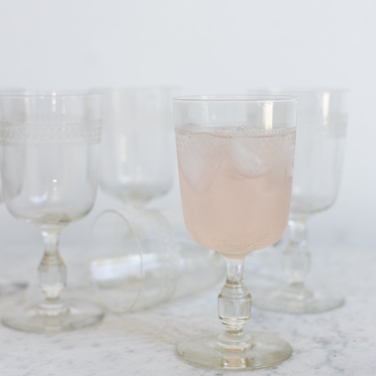 Etched Wine Glass Set of 6 - elsie green - the french kitchen