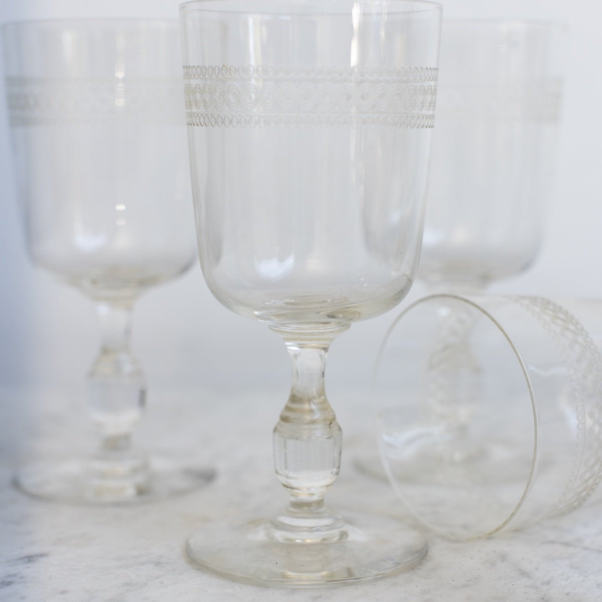 Etched Wine Glass Set of 6 - elsie green - the french kitchen