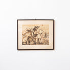 Farmers in the Field in India Ink Painting - elsie green - art
