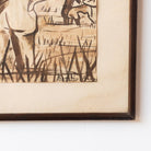 Farmers in the Field in India Ink Painting - elsie green - art