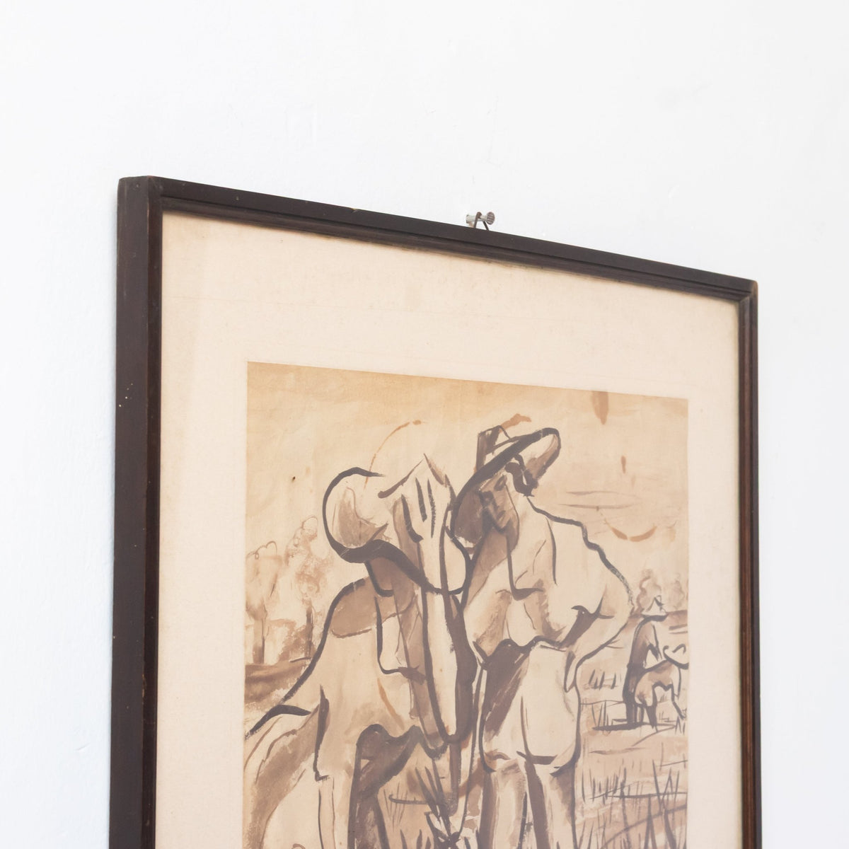 Farmers in the Field in India Ink Painting - elsie green - art