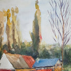 Farmhouse with Tall Trees Watercolor Painting - elsie green - art