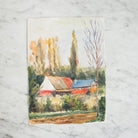 Farmhouse with Tall Trees Watercolor Painting - elsie green - art
