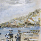 Figures on Beach with Cloudy Sky Oil Painting - elsie green - art