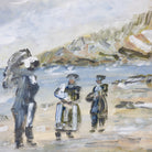Figures on Beach with Cloudy Sky Oil Painting - elsie green - art