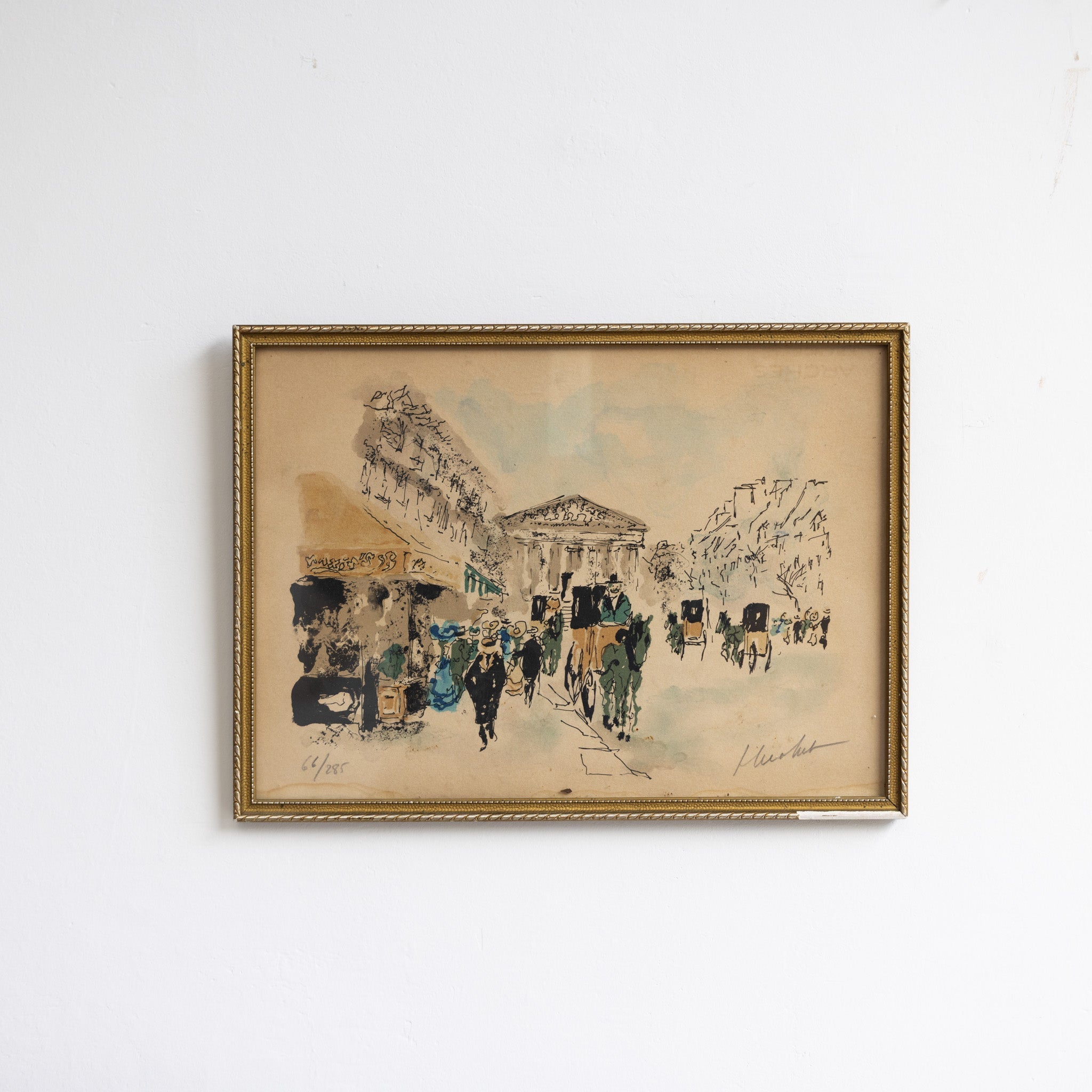 Figures on City Street Watercolor Painting - elsie green - art