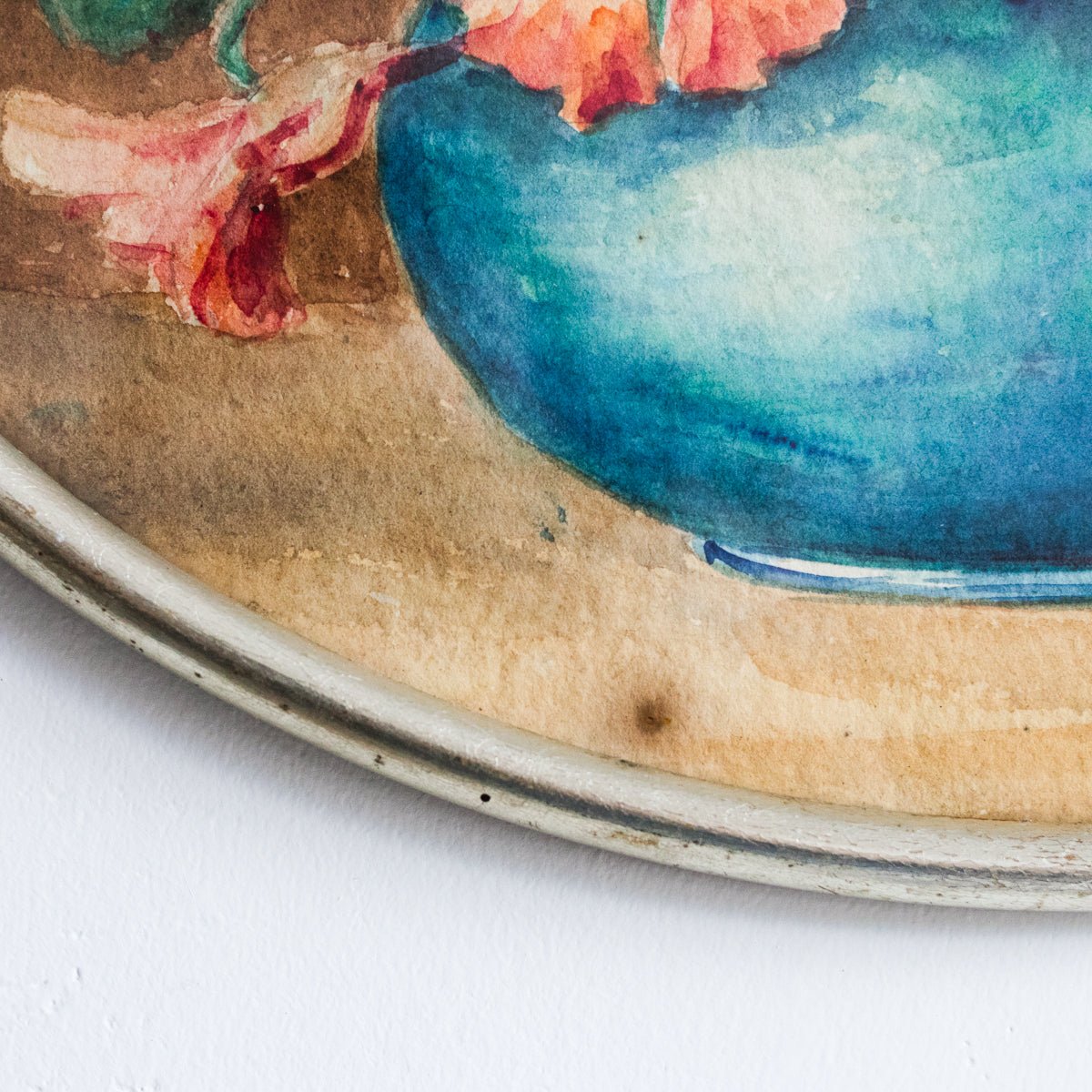 Floral Still Life in Oval Frame Watercolor Painting - elsie green - art