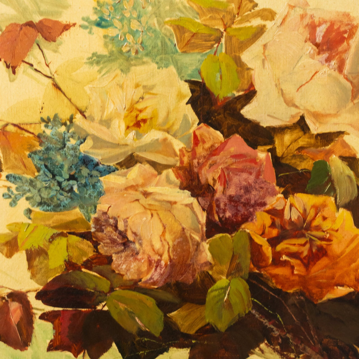 Floral Still Life on Yellow Drape No. 2 Oil Painting - elsie green - art