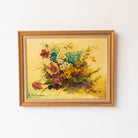 Floral Still Life on Yellow Drape Oil Painting - elsie green - art