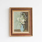 Floral Still Life with Blue Drape Oil Painting - elsie green - art