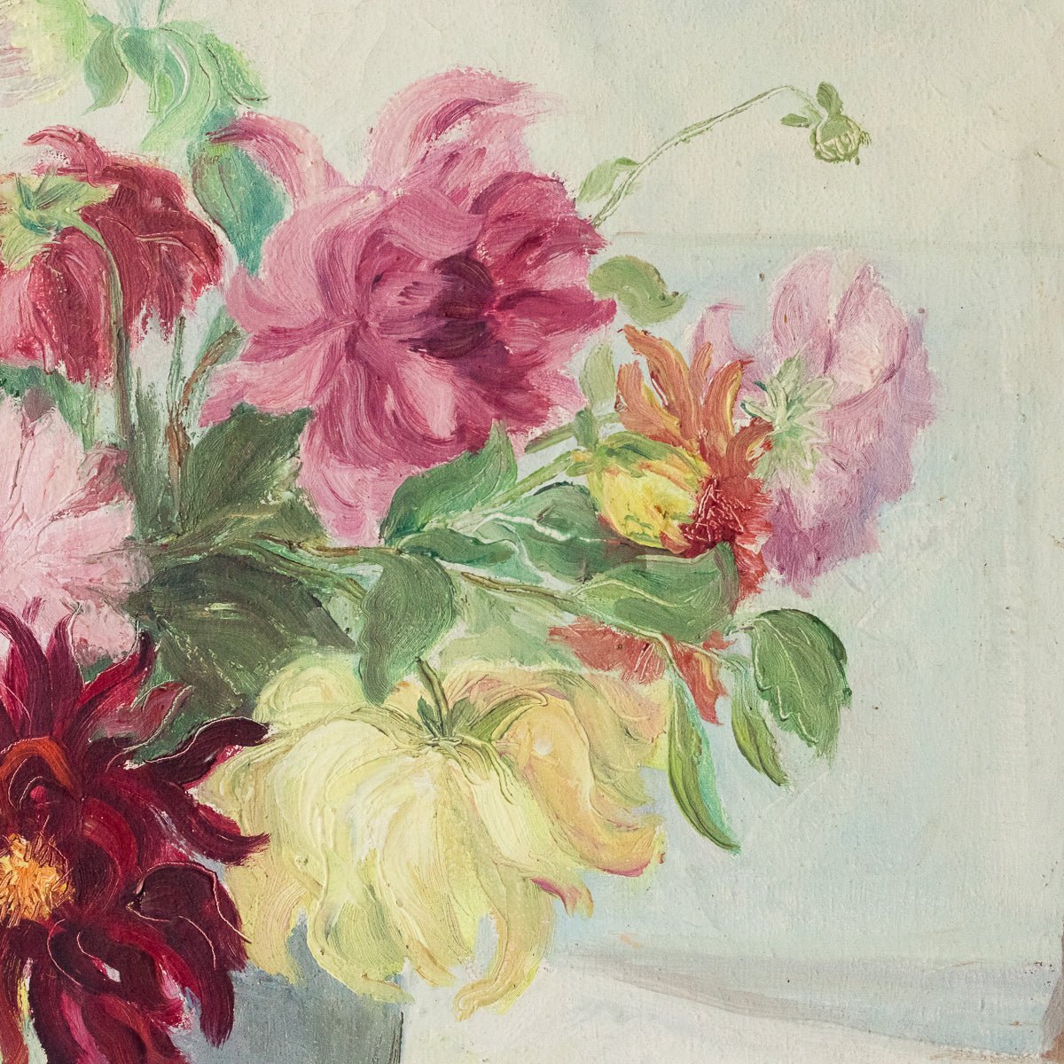 Floral Still Life With Dahlias Oil Painting - elsie green - Art