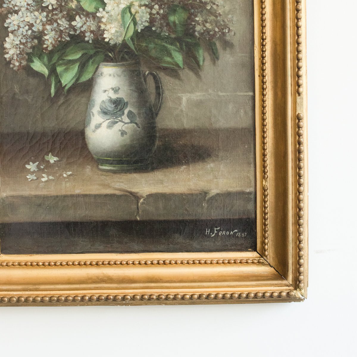 Floral Still Life with Lilacs Oil Painting | Dated 1887 - elsie green - art