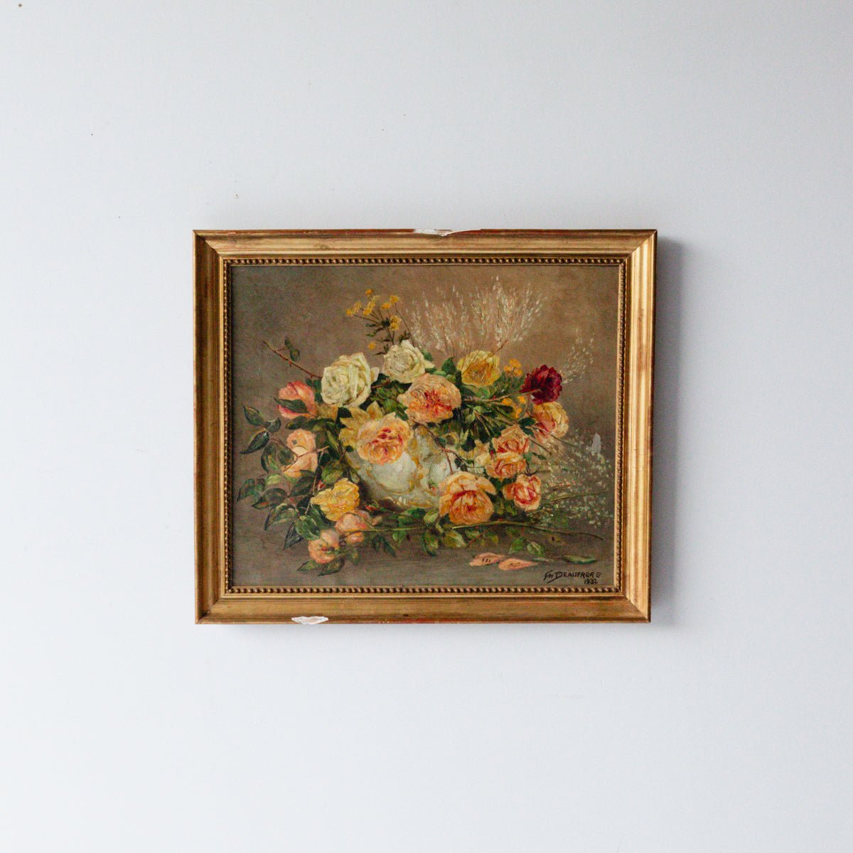 Floral Still Life with Roses Oil Painting | Dated 1932 - elsie green - art