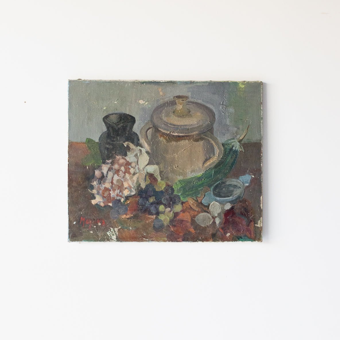 Floral Still Life With Stoneware Pieces Oil Painting - elsie green - Art