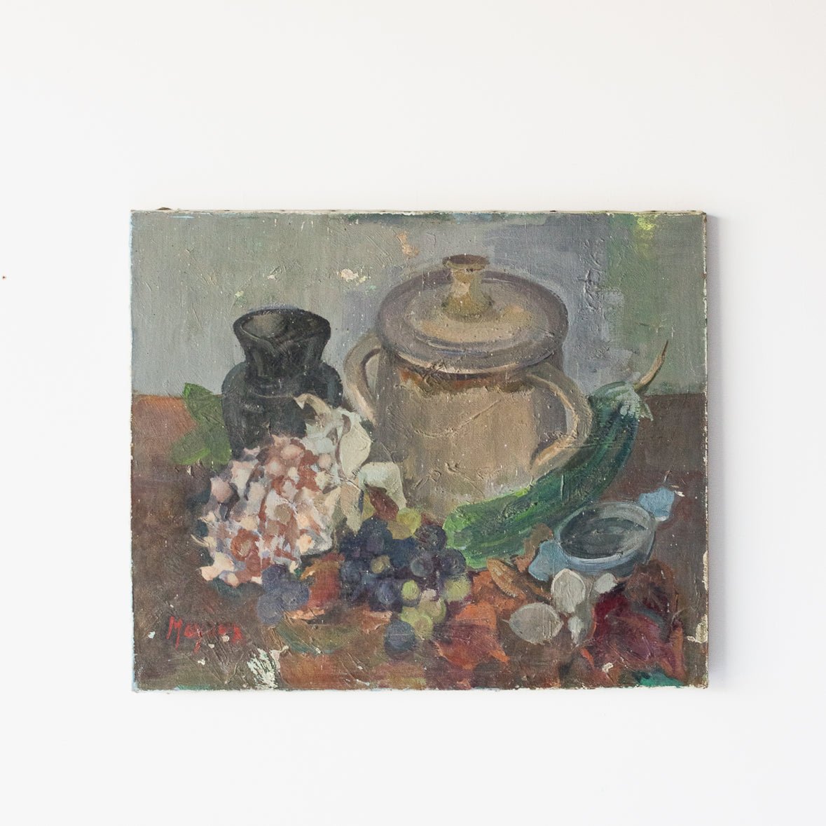 Floral Still Life With Stoneware Pieces Oil Painting - elsie green - Art