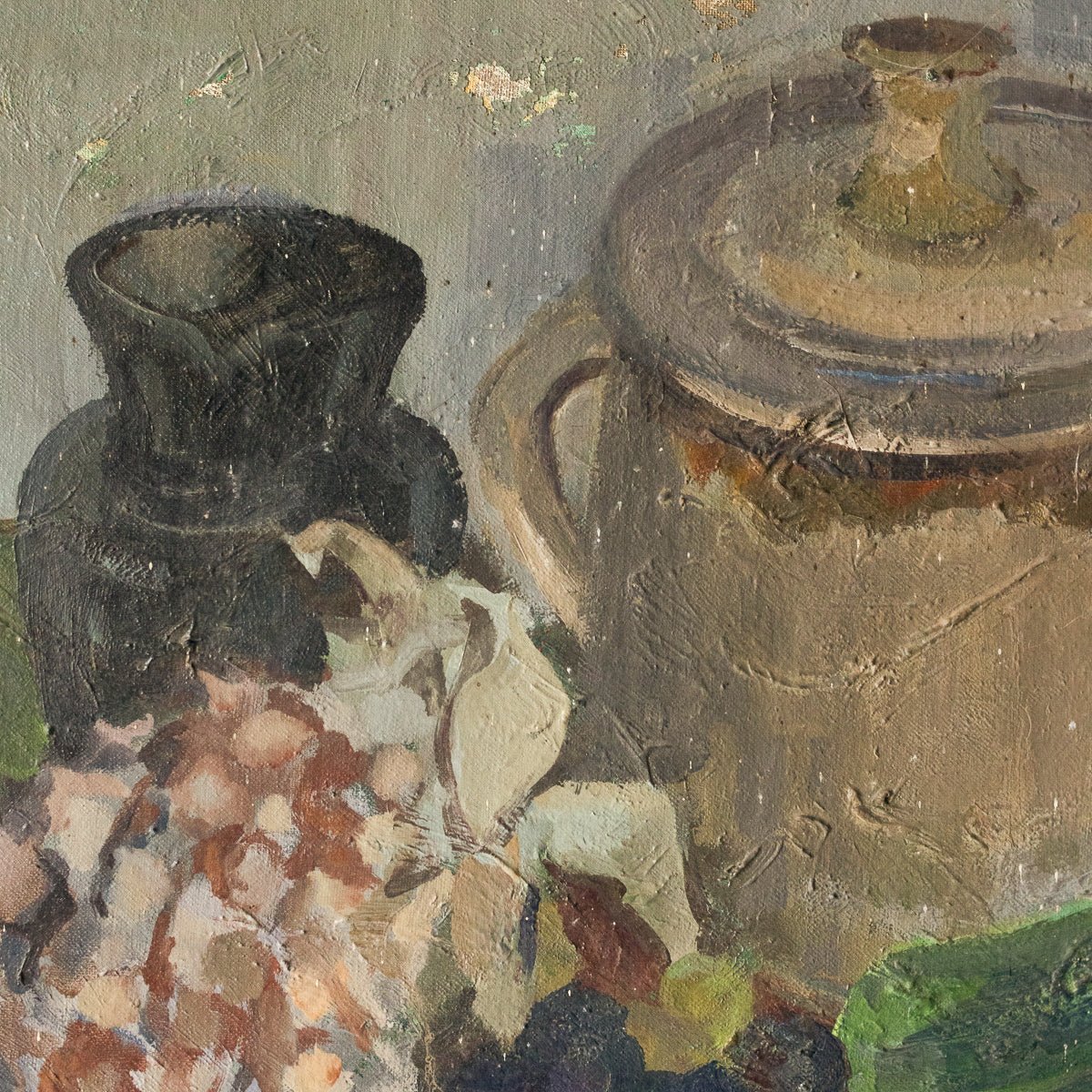 Floral Still Life With Stoneware Pieces Oil Painting - elsie green - Art