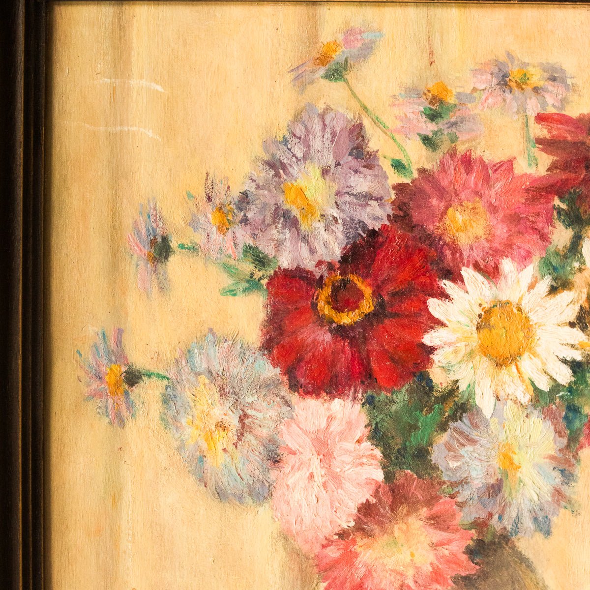 Floral Still Life With Yellow Drape Oil Painting - elsie green - Art