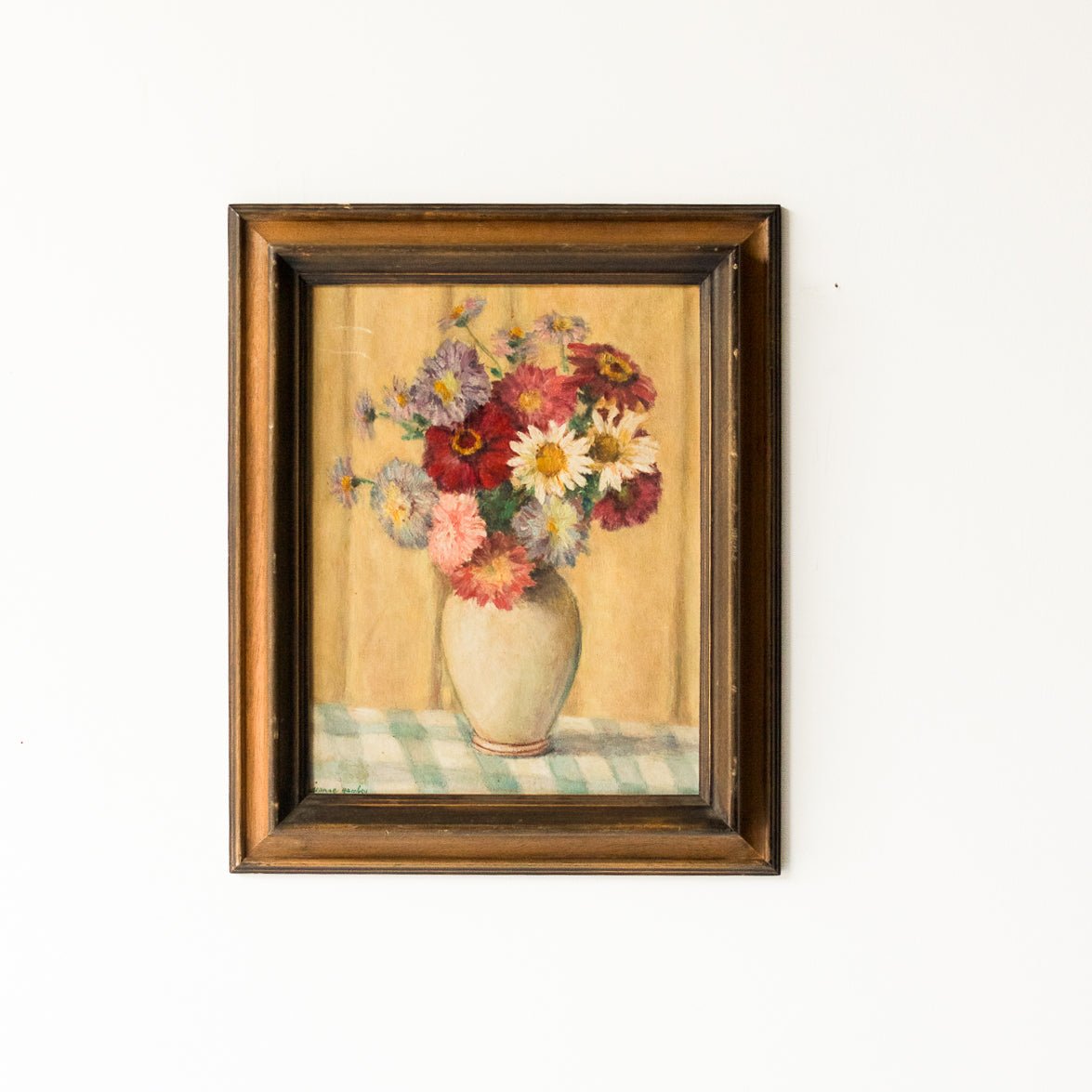 Floral Still Life With Yellow Drape Oil Painting - elsie green - Art