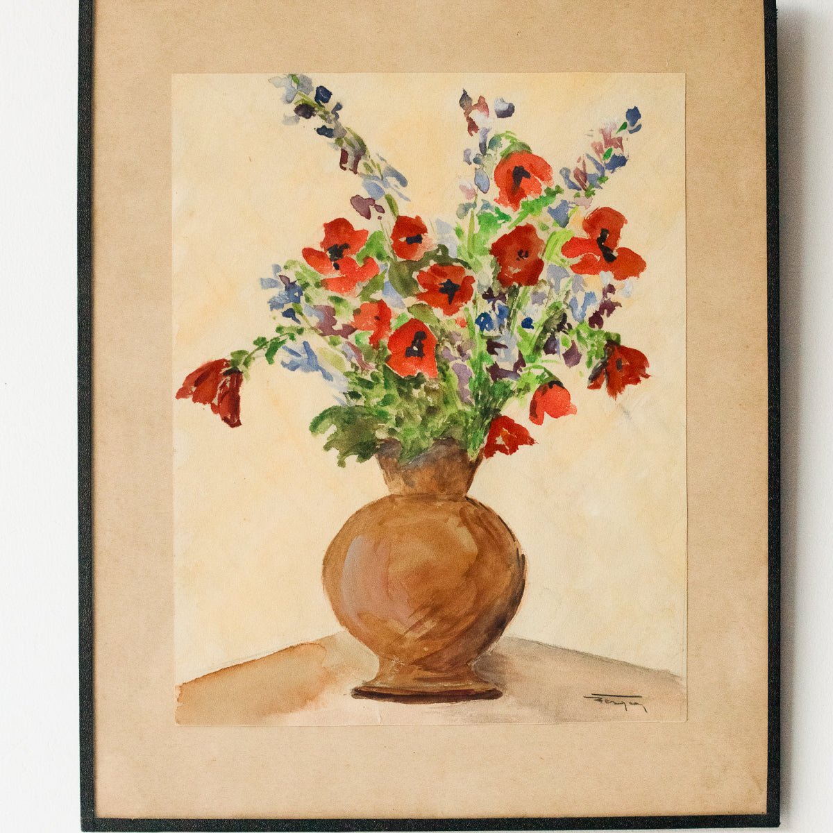 Floral Still Life Withe Poppies Oil Painting - elsie green - Art