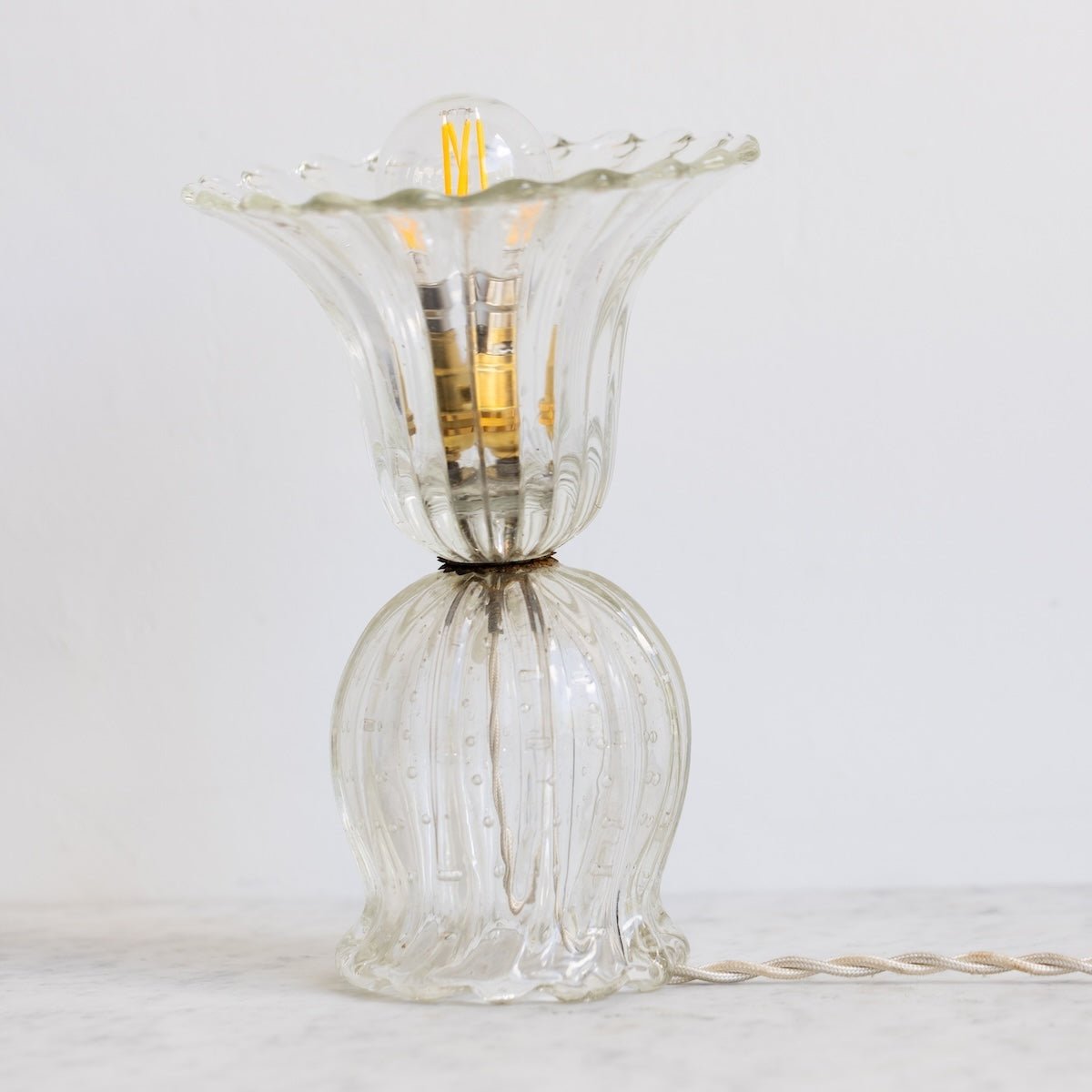 Fluted Glass Accent Lamp - elsie green - decor
