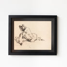 Framed Ink and Watercolor with Reclining Nude - elsie green - art