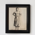 Framed Ink and Watercolor Woman with Hands on Hips | Guy Aubert - elsie green - art