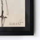 Framed Ink and Watercolor Woman with Hands on Hips | Guy Aubert - elsie green - art