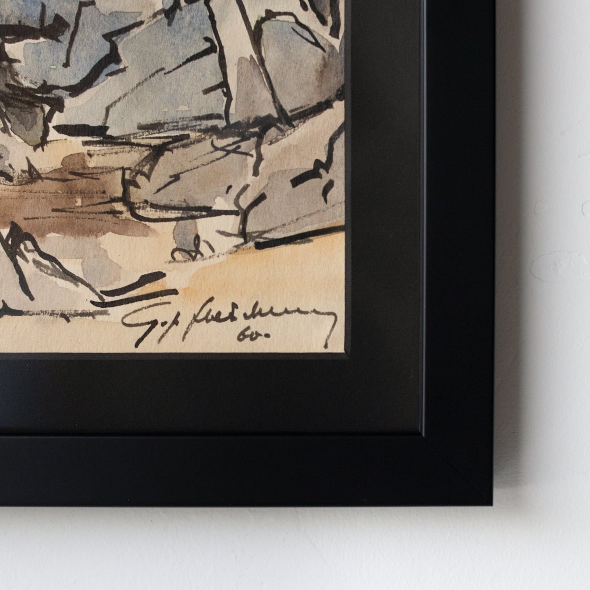 Framed Watercolor with Pond and Trees | Dated 1960 - elsie green - art