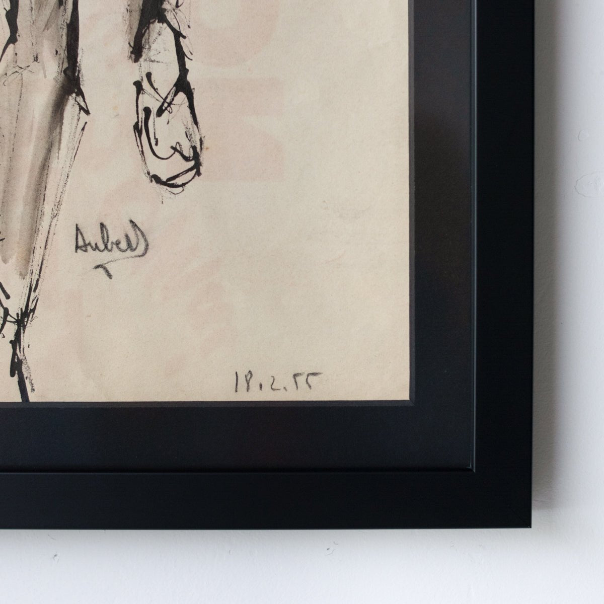 Framed Watercolor with Seated Man | Guy Aubert - elsie green - art