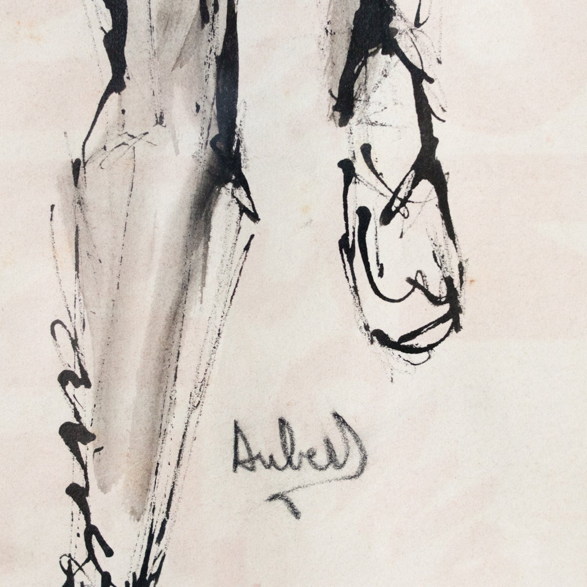 Framed Watercolor with Seated Man | Guy Aubert - elsie green - art